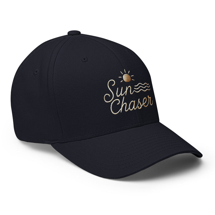 Sunchaser Embroidered Structured Twill Cap. Stretch Fit Athletic Hat