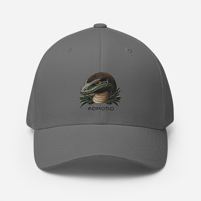 Embroidered Komodo Dragon Structured Twill Cap, Stretch Fit Athletic Hat Wildlife Hat