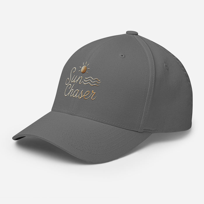 Sunchaser Embroidered Structured Twill Cap. Stretch Fit Athletic Hat