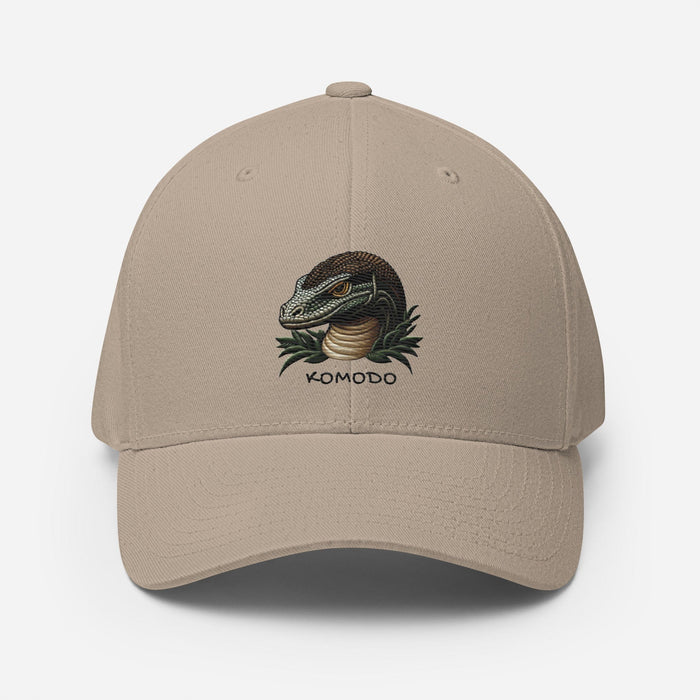 Embroidered Komodo Dragon Structured Twill Cap, Stretch Fit Athletic Hat Wildlife Hat