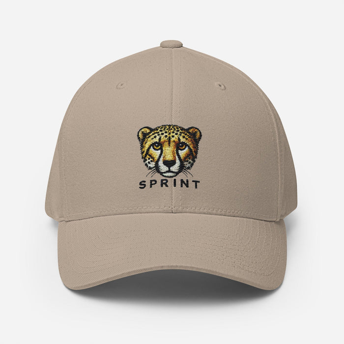 Embroidered Cheetah Structured Twill Cap, Stretch Fit Athletic Hat Wildlife Hat Camping Hiking Great Gift Ideas