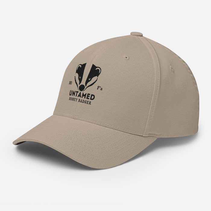 Untamed Badger Embroidered Structured Twill Cap. Stretch Fit Athletic Hat