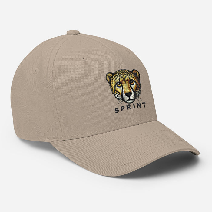 Embroidered Cheetah Structured Twill Cap, Stretch Fit Athletic Hat Wildlife Hat Camping Hiking Great Gift Ideas