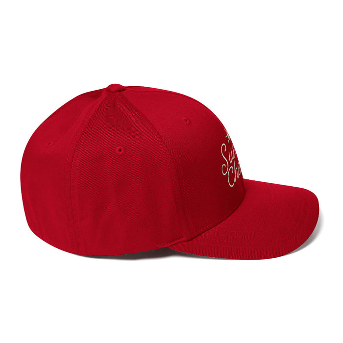 Sunchaser Embroidered Structured Twill Cap. Stretch Fit Athletic Hat