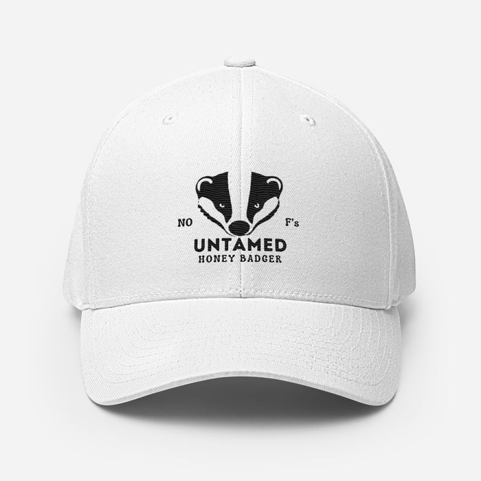 Untamed Badger Embroidered Structured Twill Cap. Stretch Fit Athletic Hat