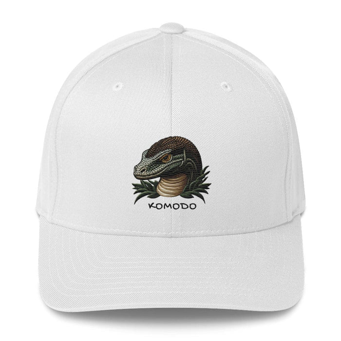 Embroidered Komodo Dragon Structured Twill Cap, Stretch Fit Athletic Hat Wildlife Hat