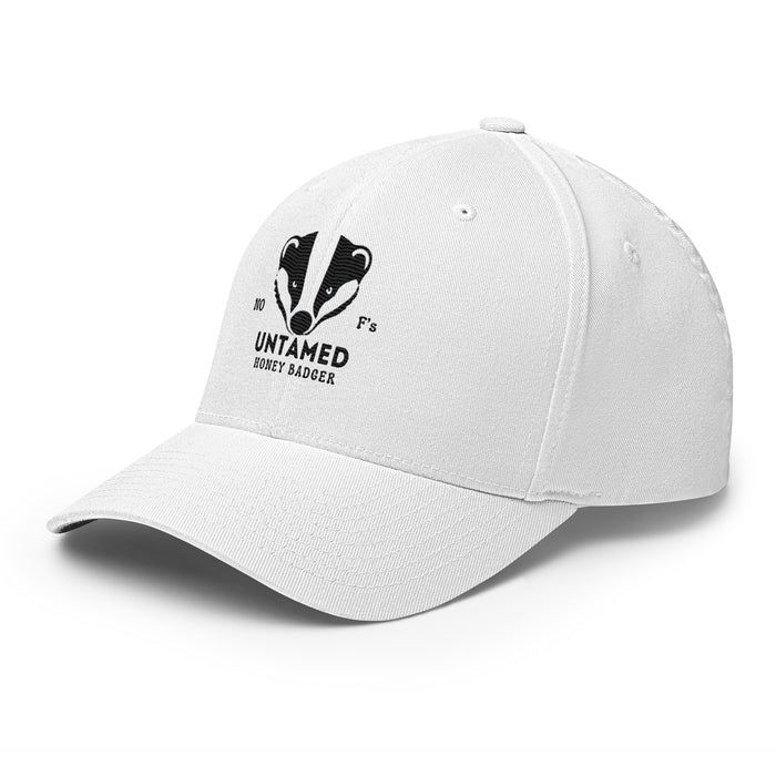 Untamed Badger Embroidered Structured Twill Cap. Stretch Fit Athletic Hat