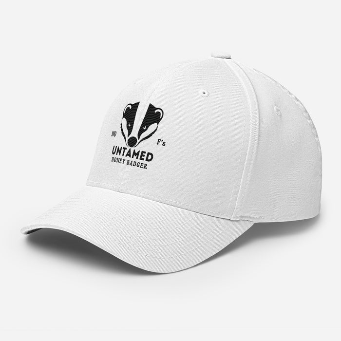 Untamed Badger Embroidered Structured Twill Cap. Stretch Fit Athletic Hat