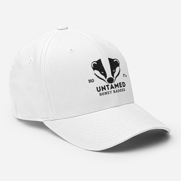 Untamed Badger Embroidered Structured Twill Cap. Stretch Fit Athletic Hat