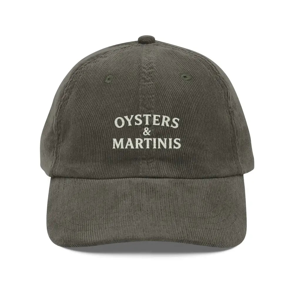 Trini Skies Supply embroidered corduroy cap with Oysters & Martinis
