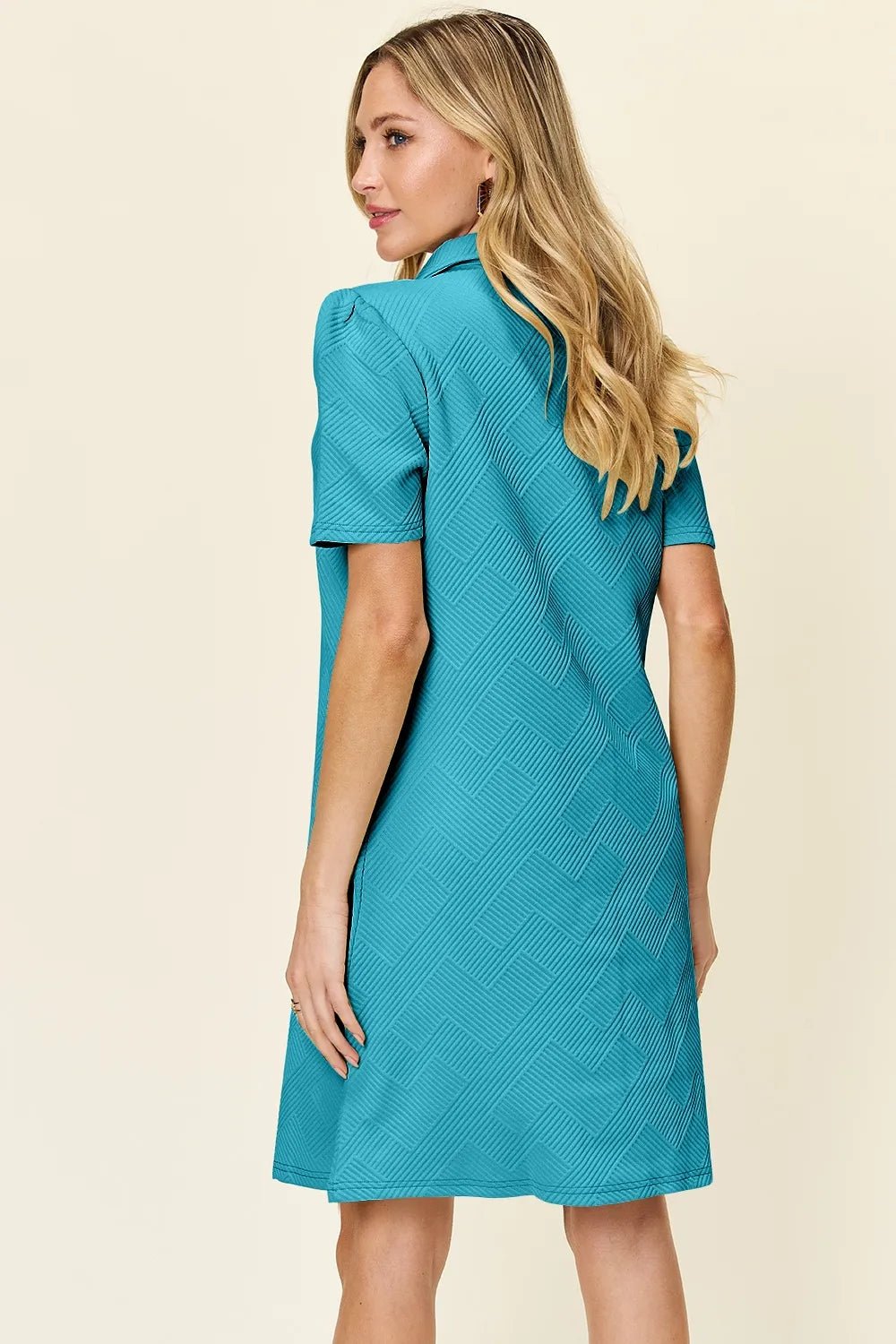 Coastal Texture Collared Mini Dress – Multiple Colors - Triniskies