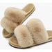 COFACE 5 / Tan / Faux Fur COFACE Women's Orthopedic Open Toe Slippers, Fluffy Faux Fur, Size 5