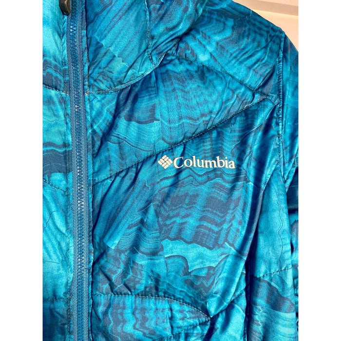 Columbia Small / Blue Women's Columbia Tie-Dye Blue Puffer Jacket * Omni Heat Excellent Condition WC37