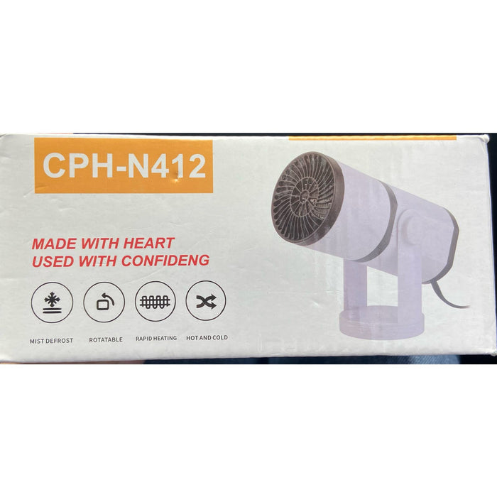 CPH ONE SIZE / WHITE Portable Car Heater Fan Defroster Defogger, 360 Degree Adjustable - 12V/24V