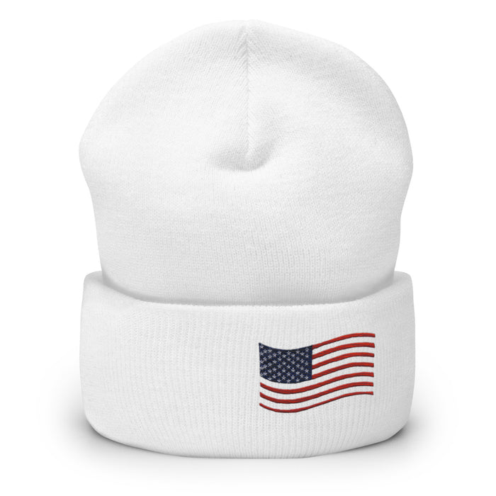 USA Embroidered Flag Cuffed Beanie, Unisex Winter Hat for Warmth and Style Show Your Pride Great Gift