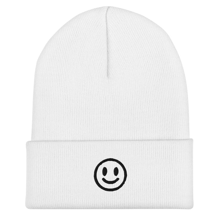 Embroidered Smiley Face Cuffed Beanie – Spread Joy and Stay Cozy! Warm Hat