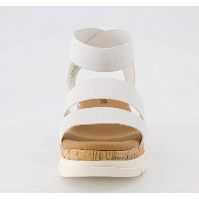 CUSHIONAIRE 6M / White / Stretch Fabric/ Cork CUSHIONAIRE Naomi Stretch Cork Wedge Sandal, Women's US Size 6M - $54.99 MSRP