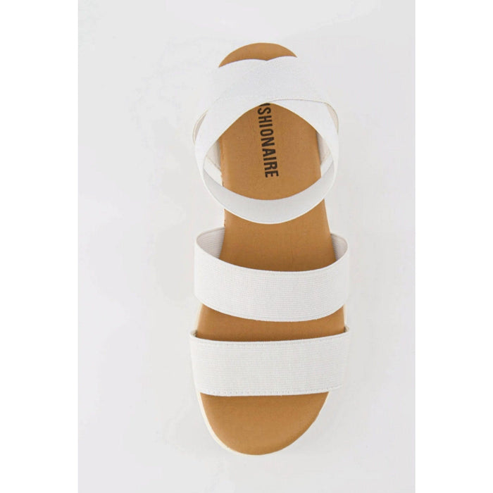 CUSHIONAIRE 6M / White / Stretch Fabric/ Cork CUSHIONAIRE Naomi Stretch Cork Wedge Sandal, Women's US Size 6M - $54.99 MSRP