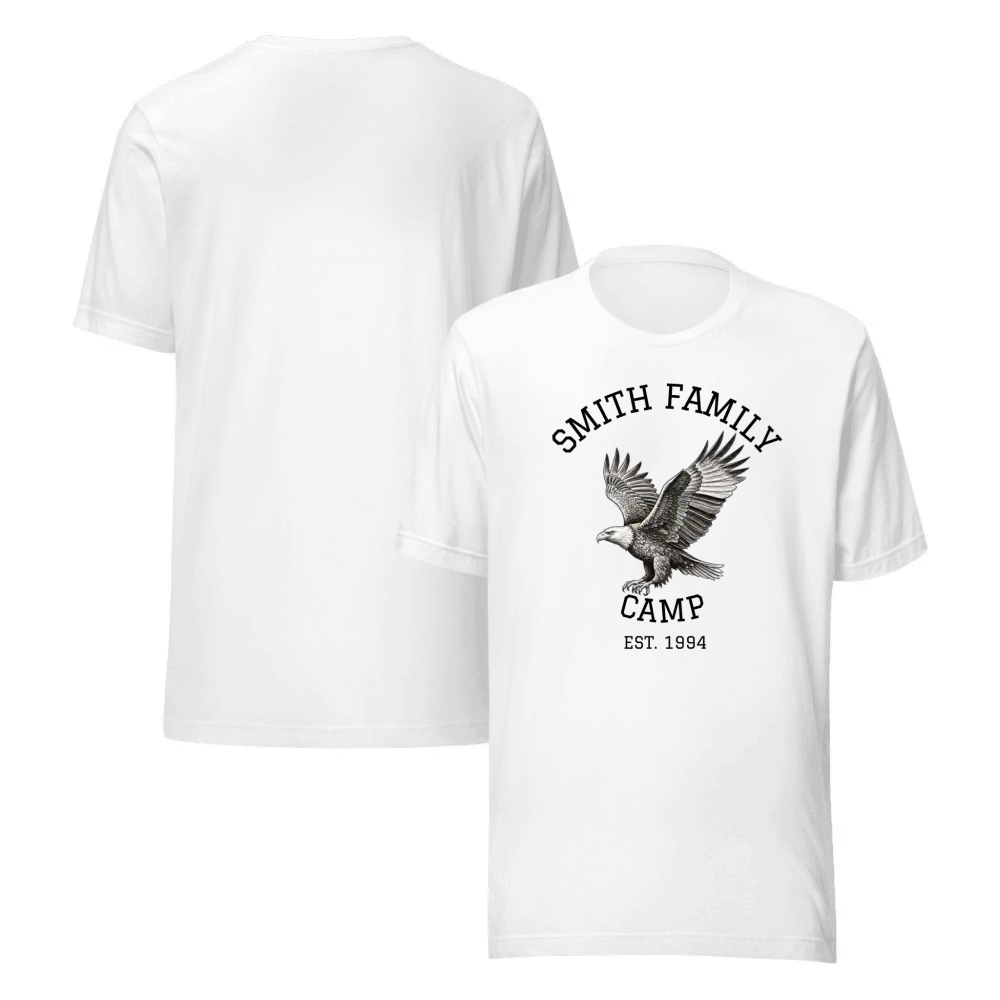 Custom Eagle Badge Bella+Canvas T-Shirt with Smith Family Camp 1984 Design
