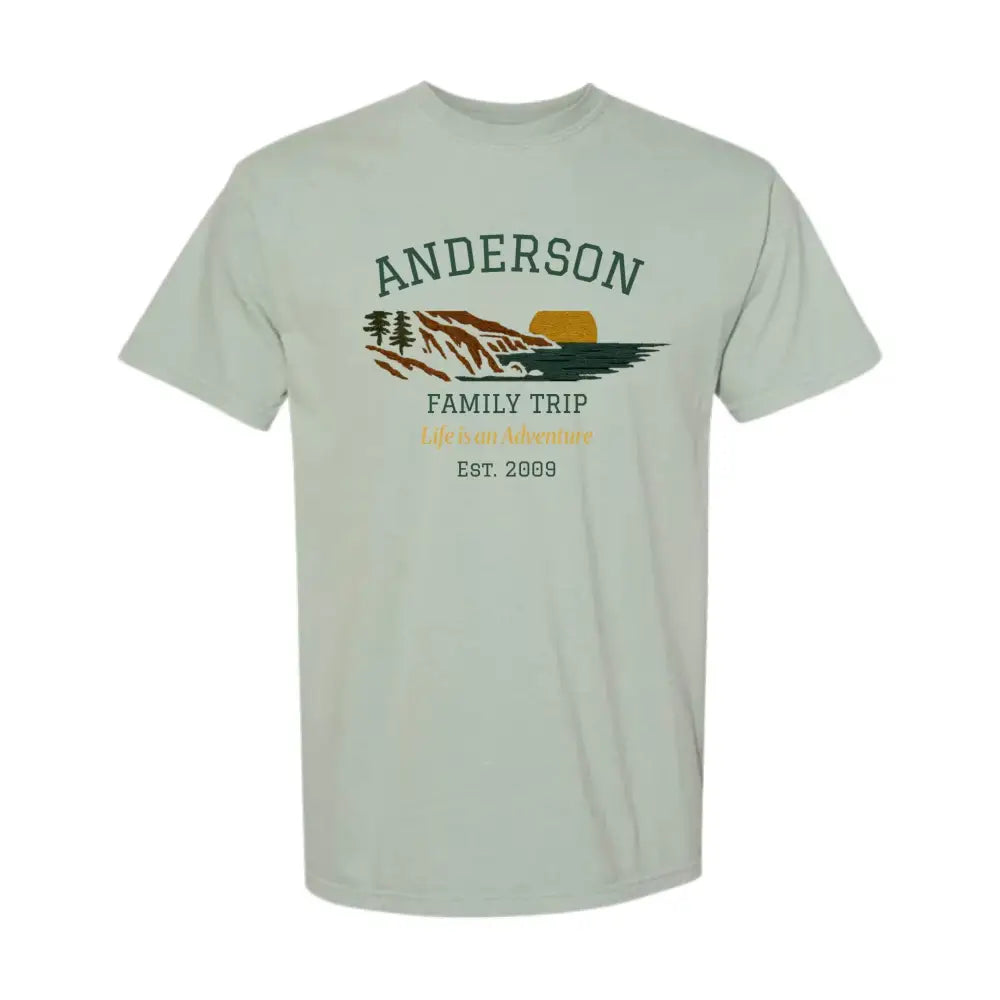 Custom Mountain Sunset T-Shirt in Comfort Colors Personalized Family Design