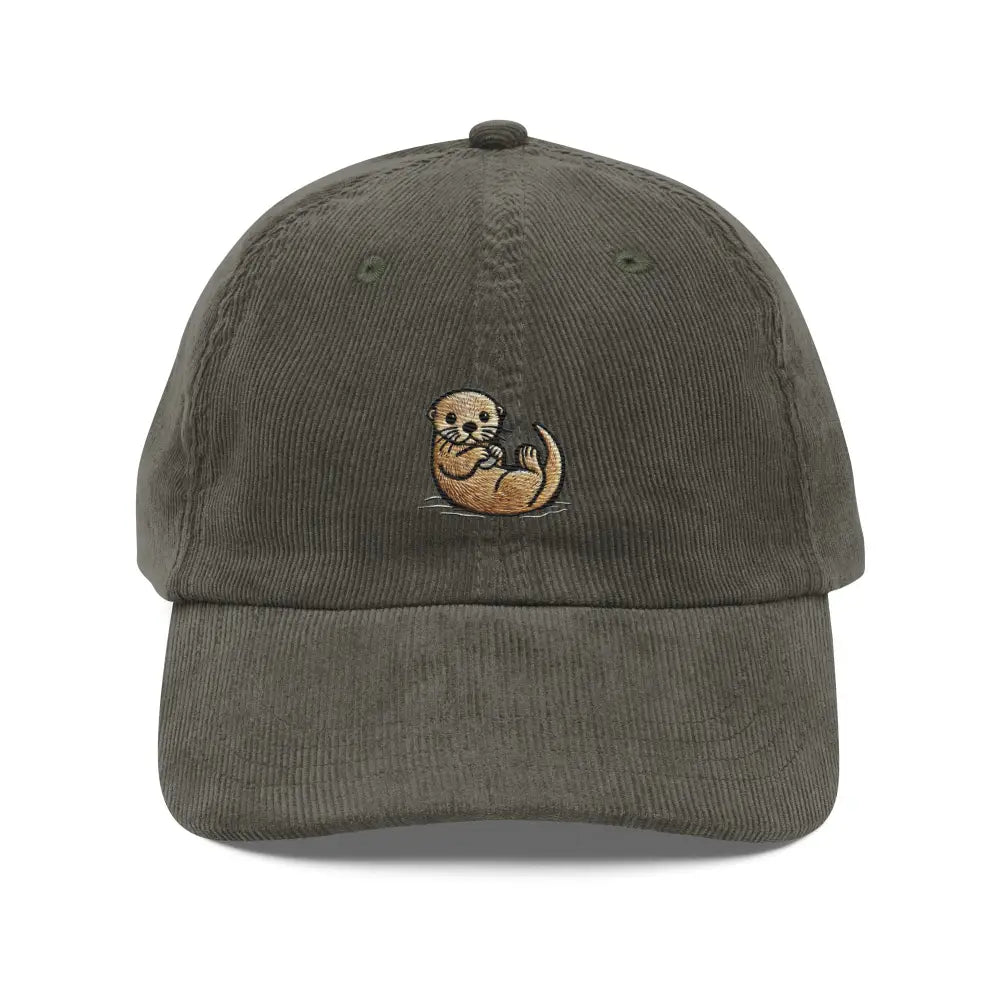 Trini Skies adorable otter embroidered vintage corduroy cap