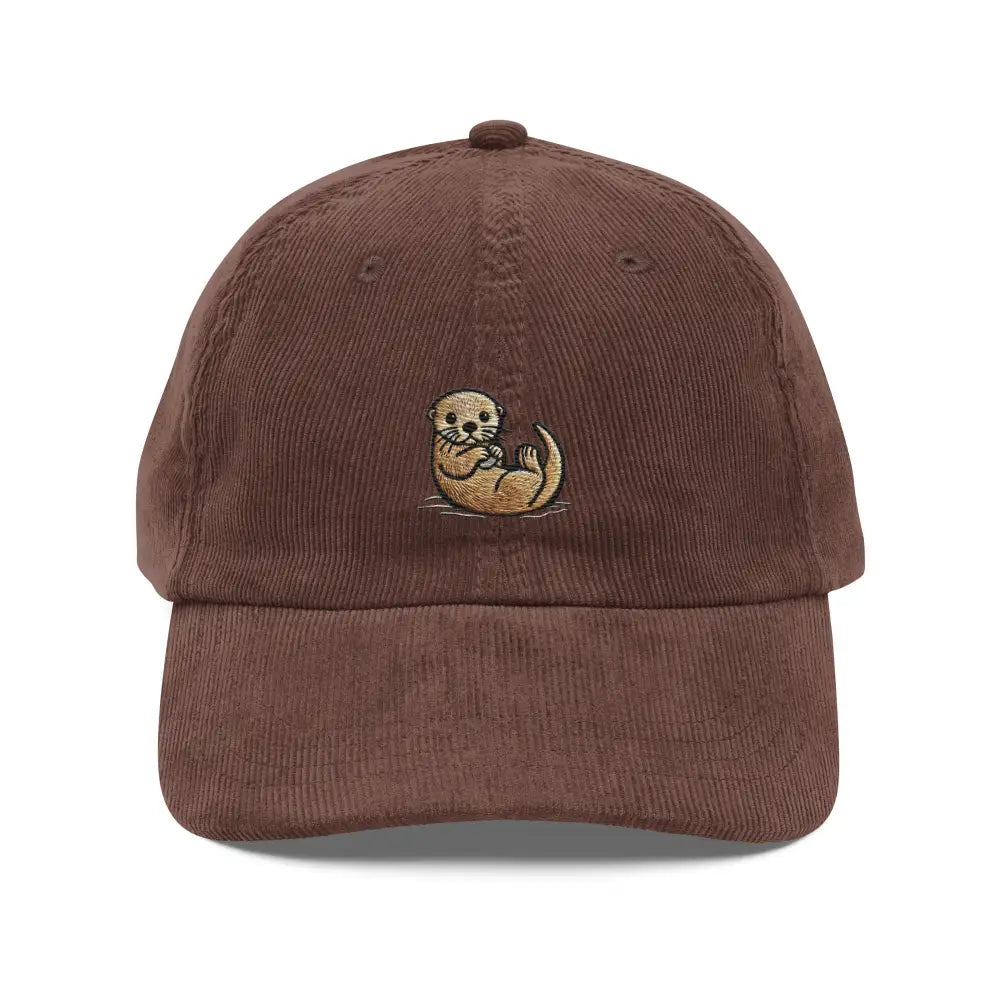 Trini Skies adorable otter embroidered vintage corduroy cap
