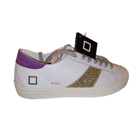 D.A.T.E. 8 / White/Purple / Leather "D.A.T.E Flair Calf White-Purple Women's Tennis Shoes, Size 8" MSRP $240