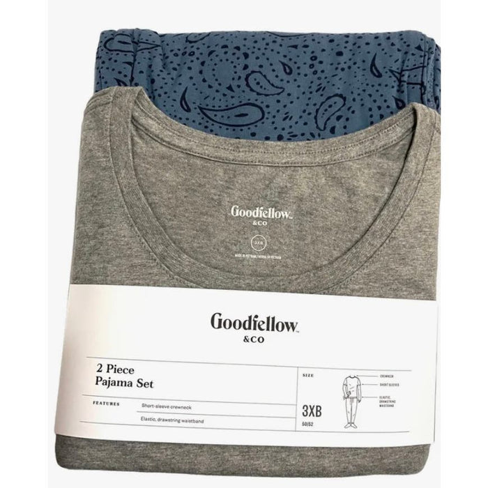 Goodfellow & Co Men’s Pajama Set Size M Tall Knit Blue Pants & Gray T-Shirt MC20