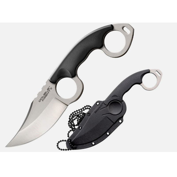"Cold Steel Double Agent II Serrated Double Neck Knife, Black with Sheath"