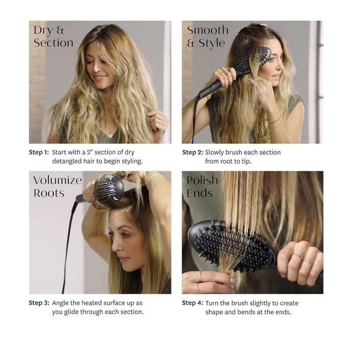 T3 Edge Heated Smoothing & Styling Brush | Rapid HeatIQ Technology Ion Generato