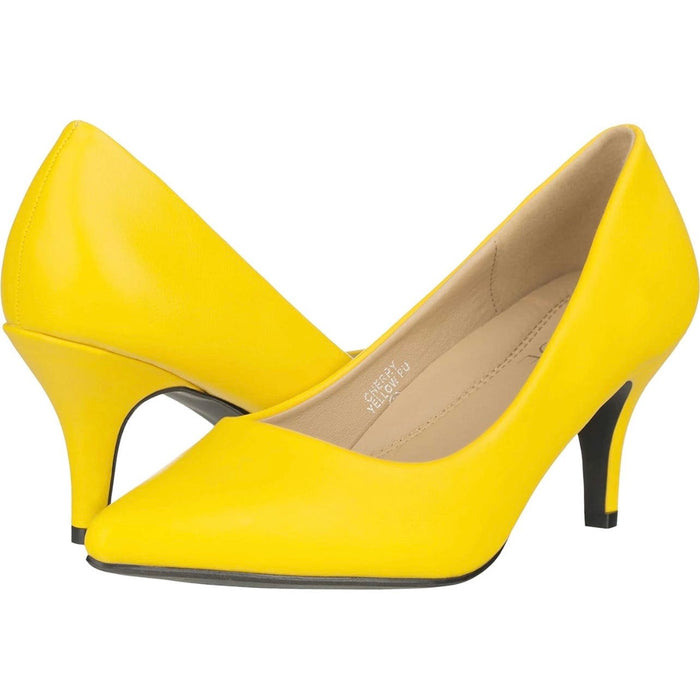 "ILLUDE Classic Pointed Toe Stiletto Heel Pump Shoes – Cherry Yellow, Size 8"