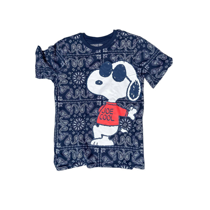 Peanuts Boys Navy Blue Bandana Style Snoopy Joe Cool T-Shirt, SZ 14/16 K44 *