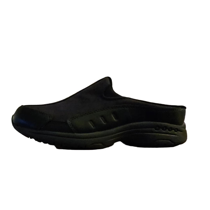 Easy Spirit Women's Traveltime Leather Clogs, Black, Size 7.5 W,Slip-On Shoes