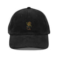Dancing frog cowboy embroidered corduroy hat by Trini Skies