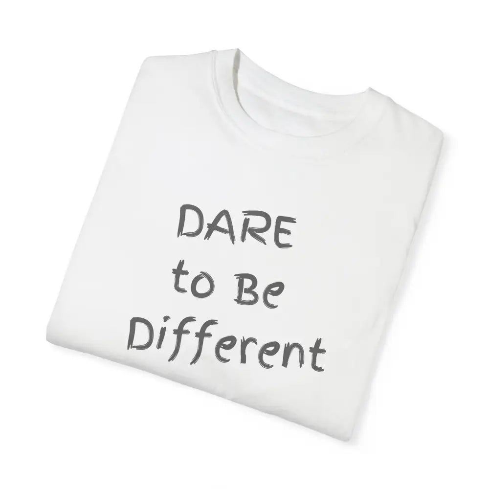 White garment-dyed t-shirt with crew neck graphic tee