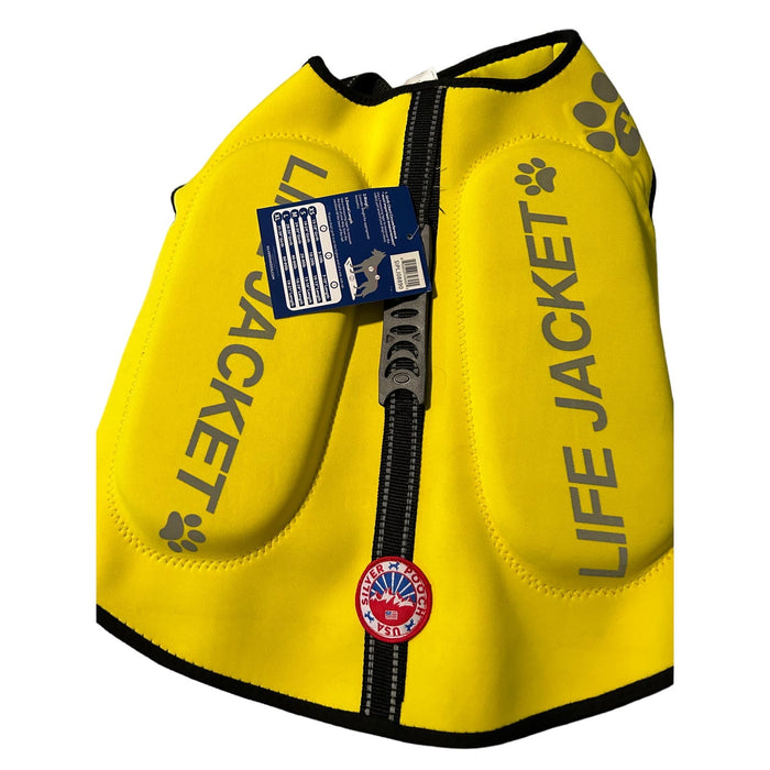 Silver Pooch Pet Life Jacket * Neoprene Yellow, Size Large (40-60lbs) - NEW