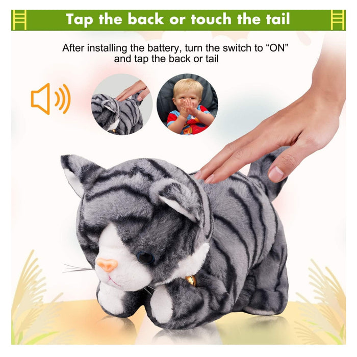 Pattern Gray Robot Cat Plush Cat Stuffed Animal Interactive, Electronic Cat Pet