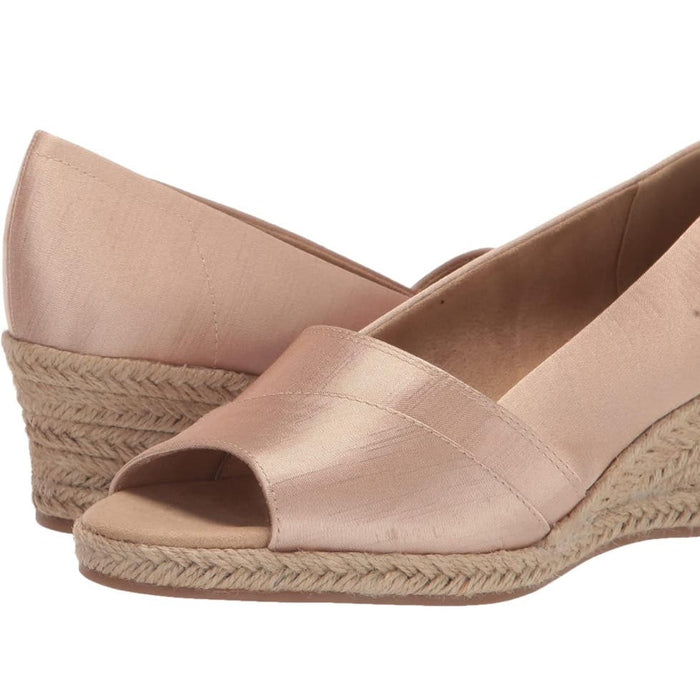 Easy Street Jasper Wedge Sandal, Sz 9, Natural Thai Silk, Slip-On Womens Shoes