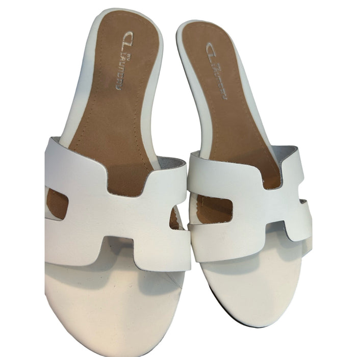 Chinese Laundry Artist Leather Sandal - White, SZ 8, Tiny Heel, Summer Style