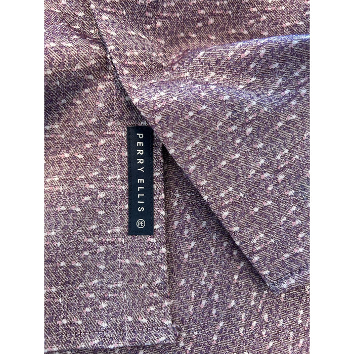 Perry Ellis Men's Purple Print Long Sleeve Fitted Button down Shirt * L - M1300