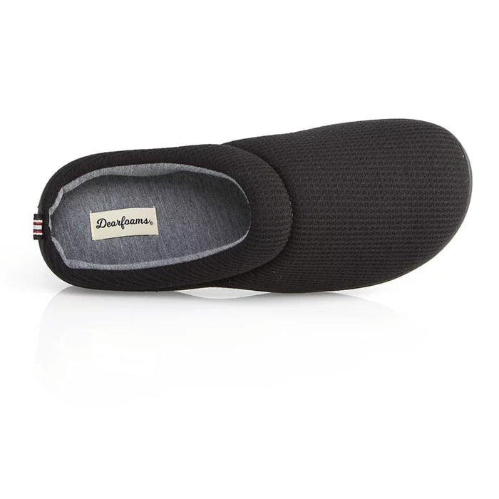 Dearforms 9/10 / Black / Fabric "Dearfoams Men's Nathan Waffle Knit Clog Slipper, Size 9/10 US"