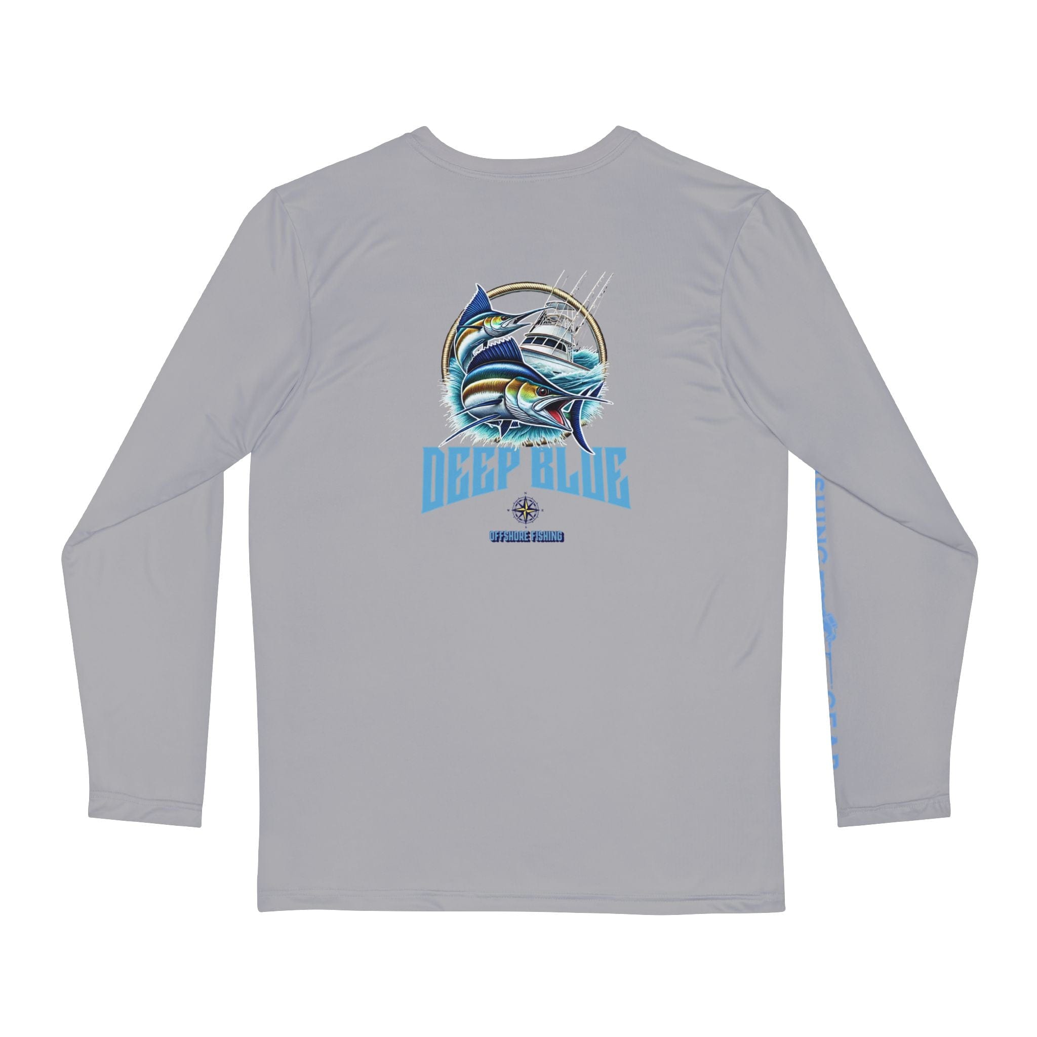Deep Blue Offshore Fishing Unisex Performance Long Sleeve Shirt, 100% Polyester, Quick - Dry Activewear - Triniskies