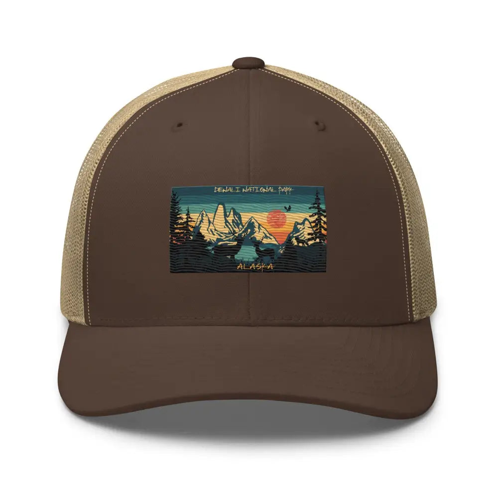 Denali National Park Alaska retro embroidered trucker cap