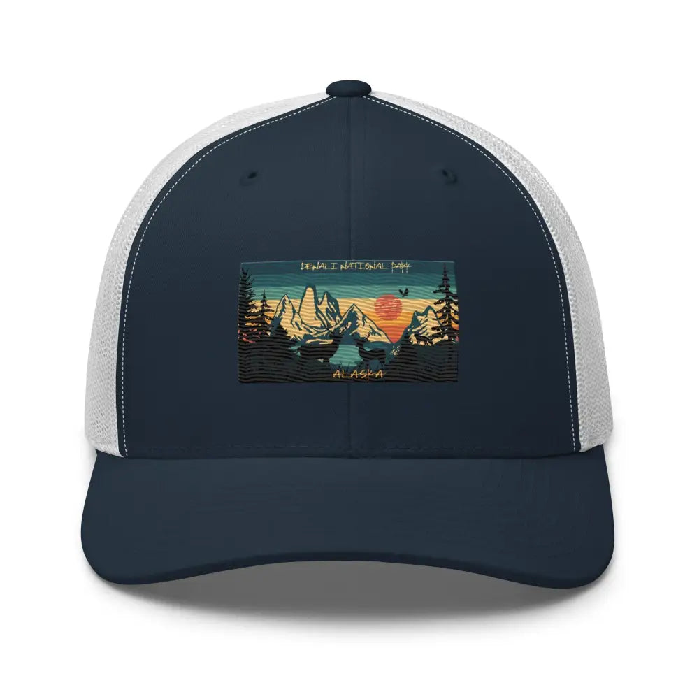Denali National Alaska Retro Embroidered Trucker Cap