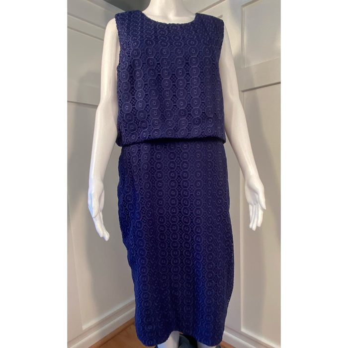 J.Crew Crocheted Cocktail Dress Blue Women's Size 20* Elegant Layered Style WD21