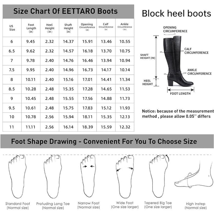 EETTARO Women's Knee High Block Heel Boots: Winter Fashion, Pointed Toe, SZ 9.5