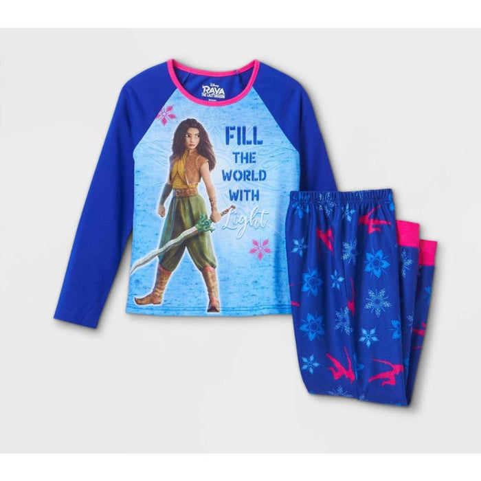 Disney 4 / Blue Disney Raya Girls' 2-Piece Loose-Fit Pajamas Set Size 4 * K323