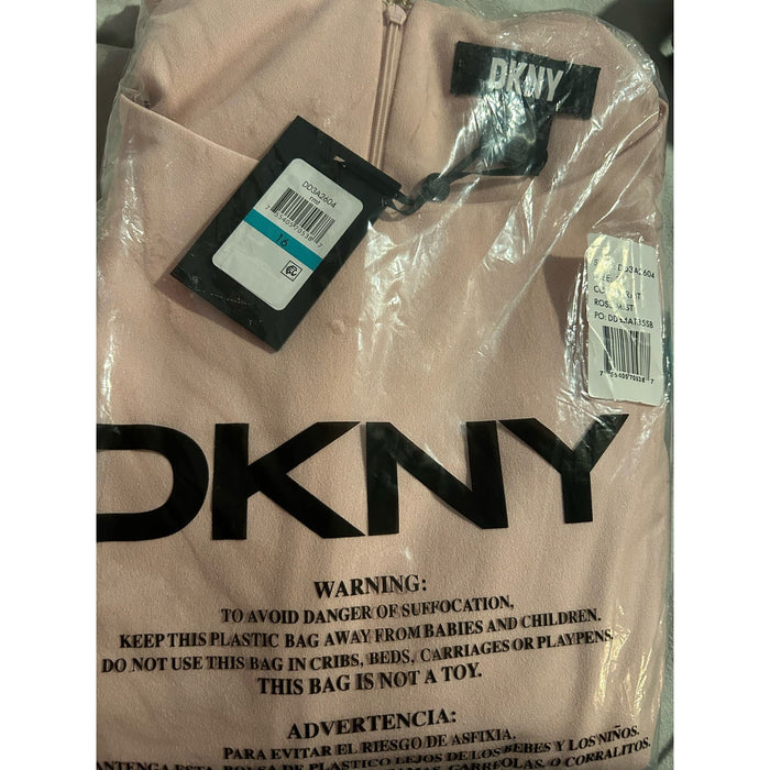 DKNY 16 / Pink DKNY Women's Flutter Sleeve Faux Wrap with Hardware Sz 16 * Wom1115