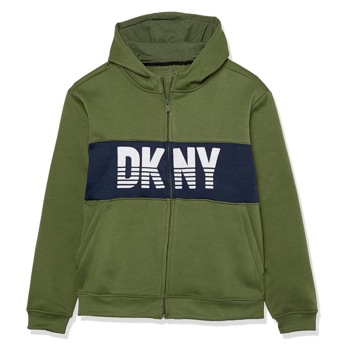 DKNY Small / Green DKNY Girls Classic Comfy Zip-Up Sweatshirt, Olive Sz S 8 * 1118