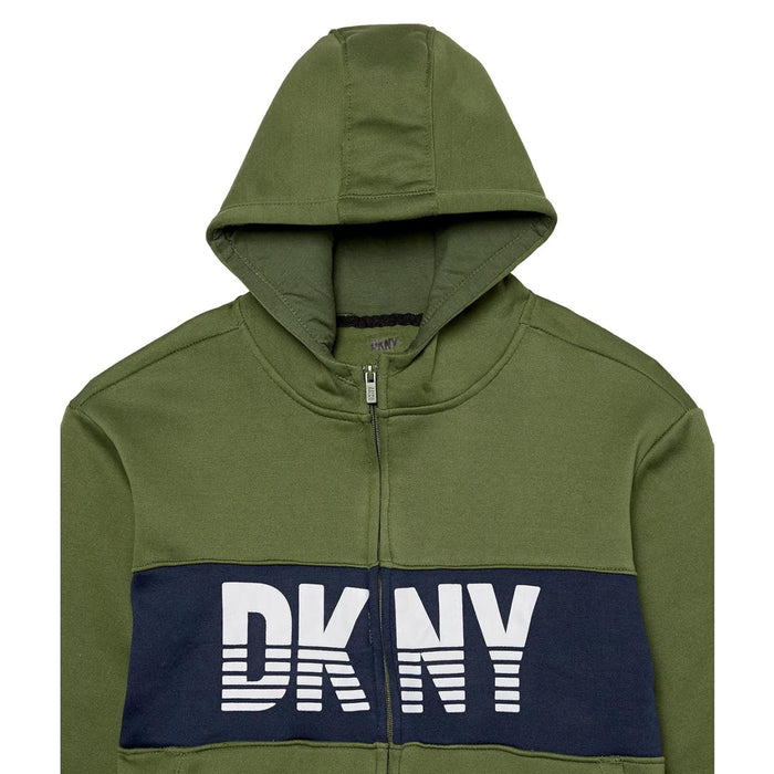 DKNY Small / Green DKNY Girls Classic Comfy Zip-Up Sweatshirt, Olive Sz S 8 * 1118